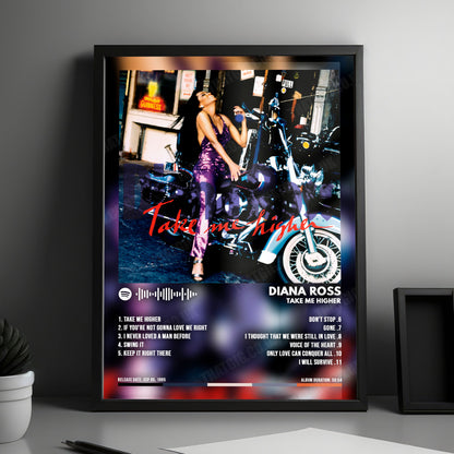 Diana Ross "Take Me Higher" Album Cover Poster - with Complete Tracklist