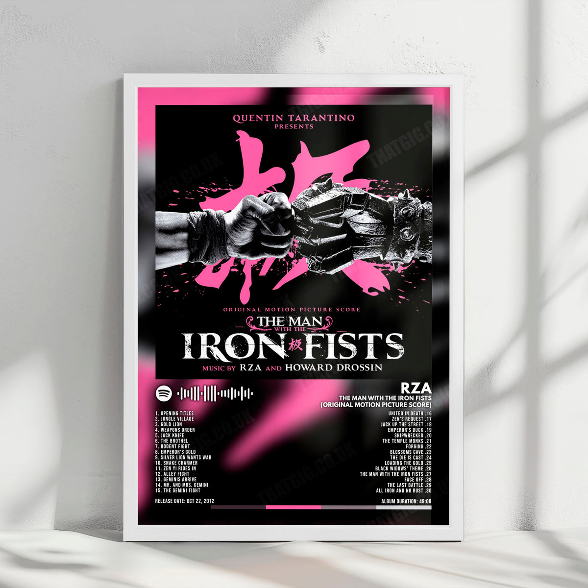 RZA "The Man With the Iron Fists (Original Motion Picture Score)" Album Cover Poster - with Complete Tracklist