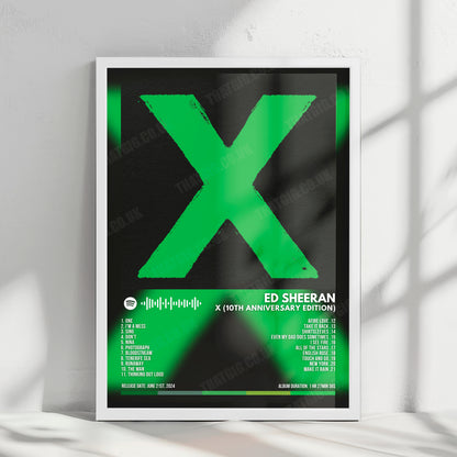 Ed Sheeran "X (10th Anniversary Edition)" Album Cover Poster - with Complete Tracklist