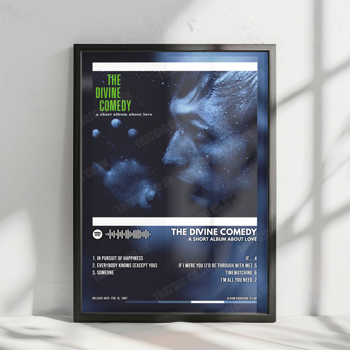 The Divine Comedy "A Short Album About Love" Album Cover Poster - with Complete Tracklist
