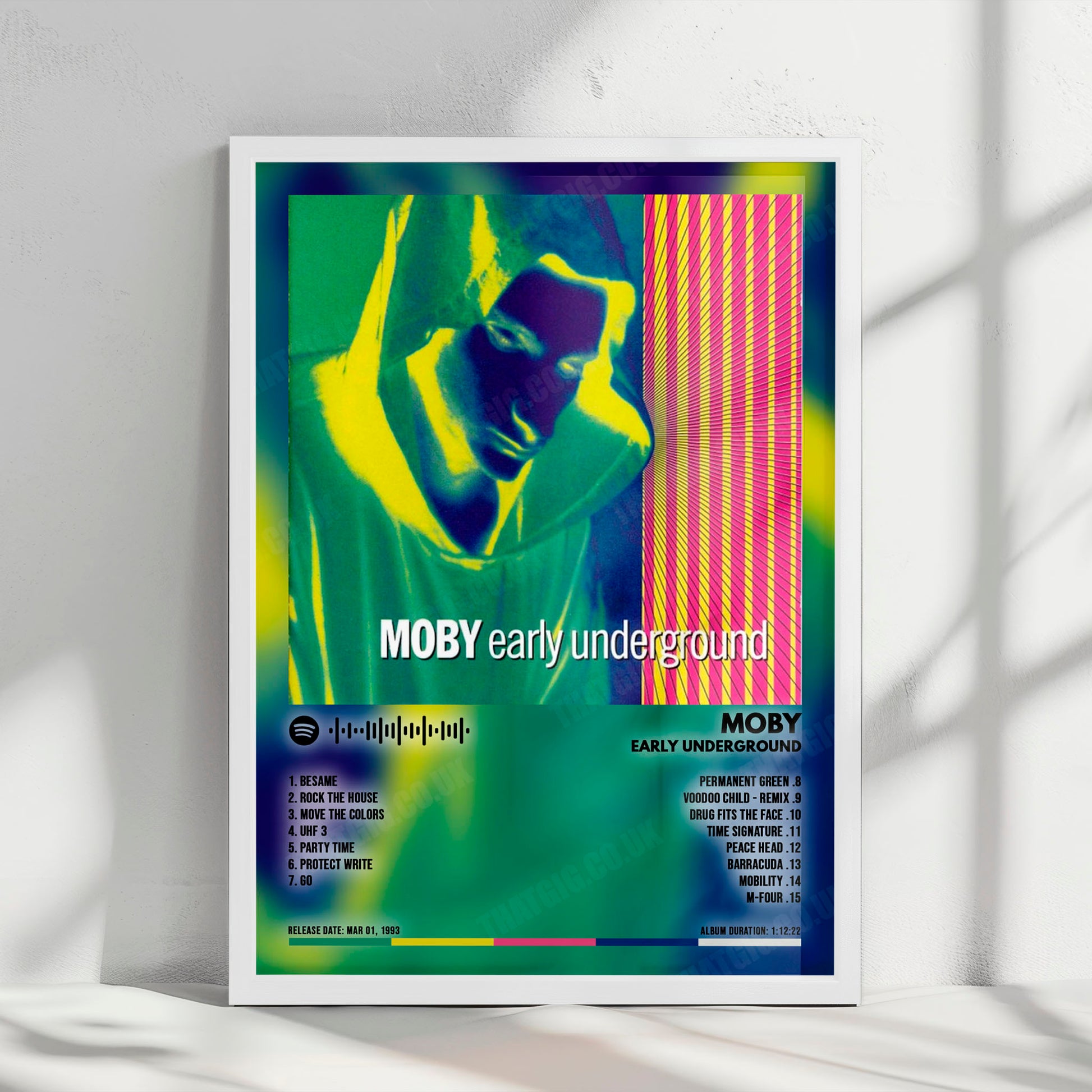Moby "Early Underground" Album Cover Poster - with Complete Tracklist