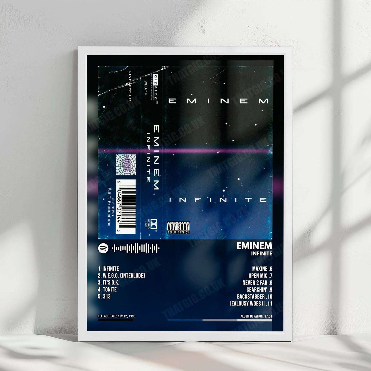 Eminem "Infinite" Album Cover Poster - with Complete Tracklist