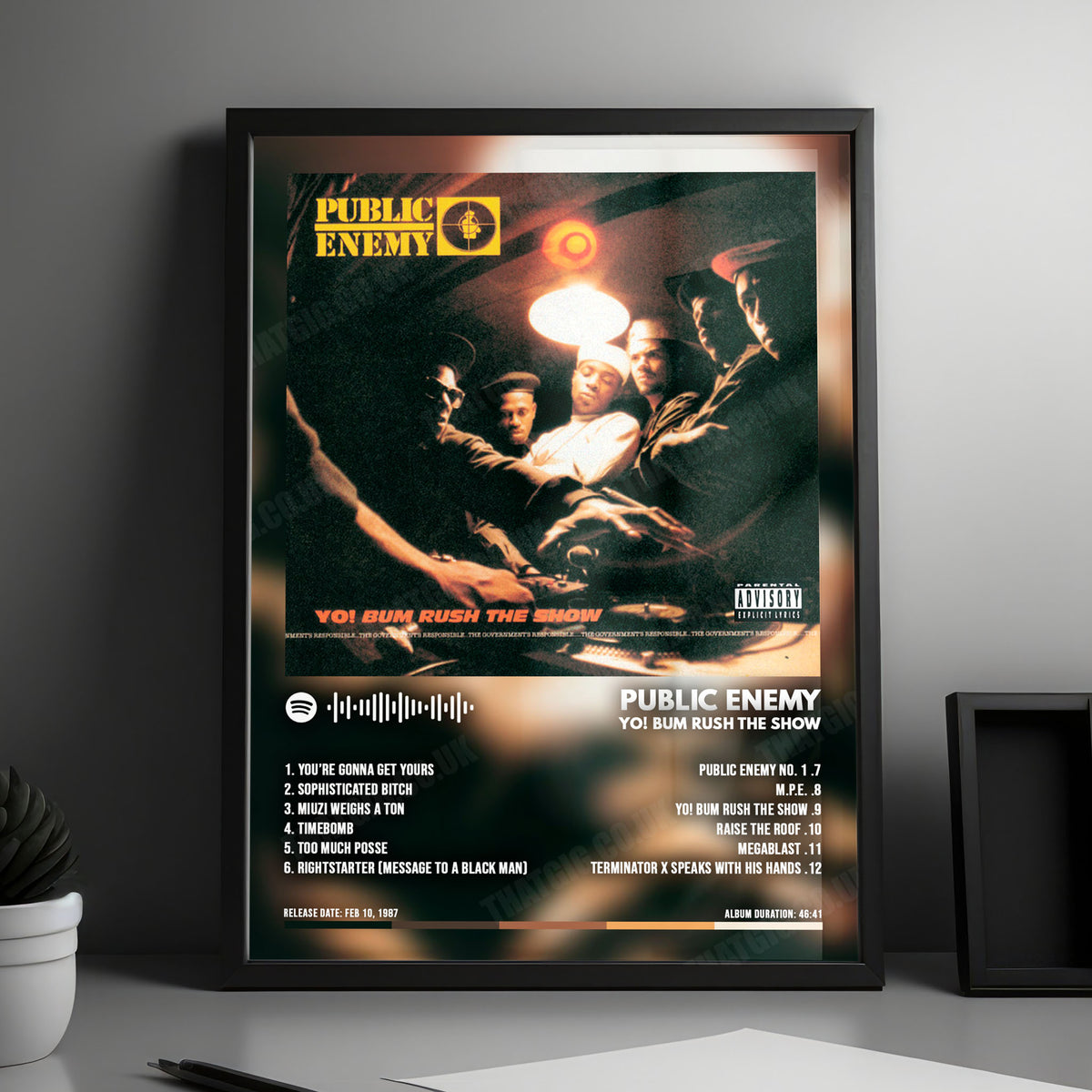 Public Enemy "Yo! Bum Rush The Show" Album Cover Poster - with Complete Tracklist