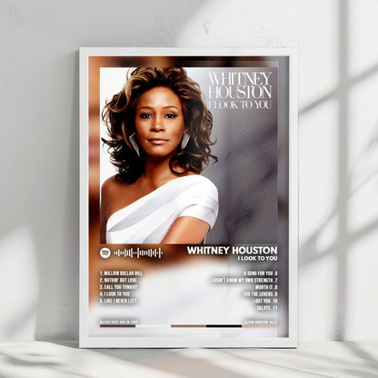 Whitney Houston "I Look to You" Album Cover Poster - with Complete Tracklist