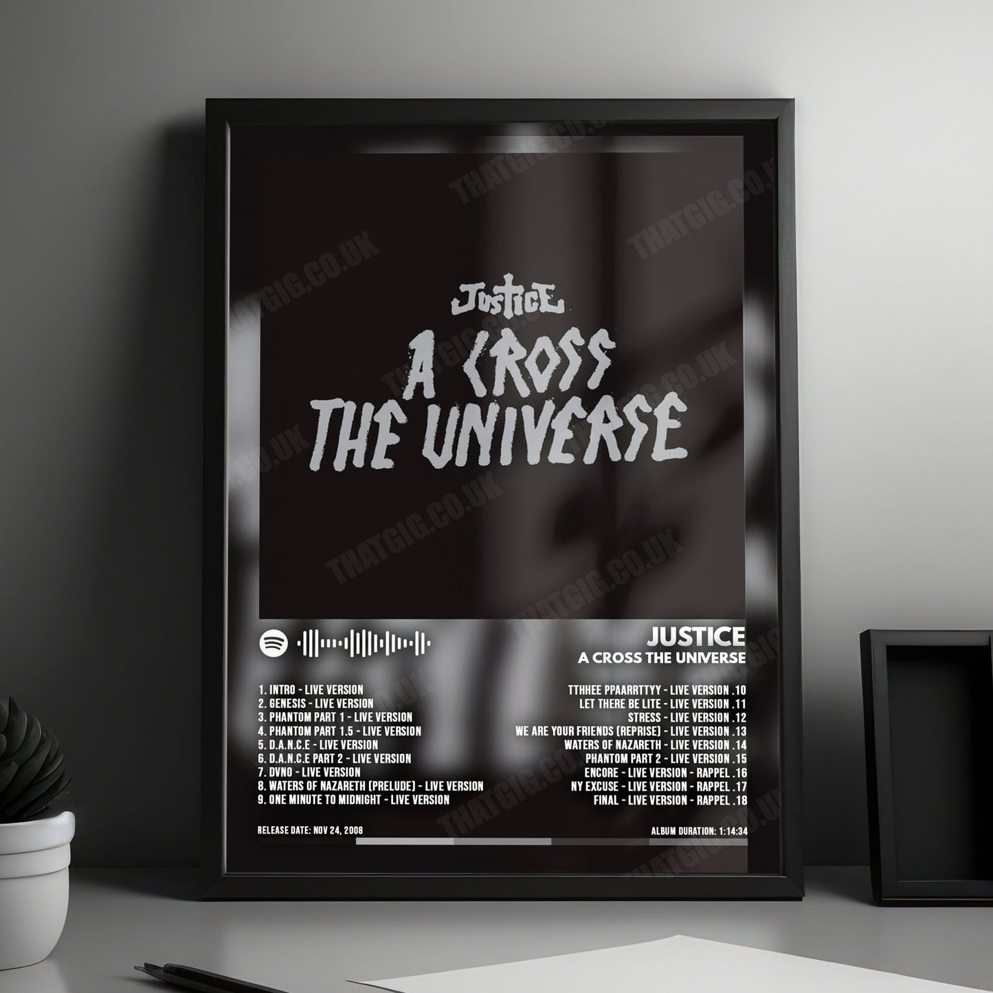 Justice "A Cross The Universe" Album Cover Poster - with Complete Tracklist