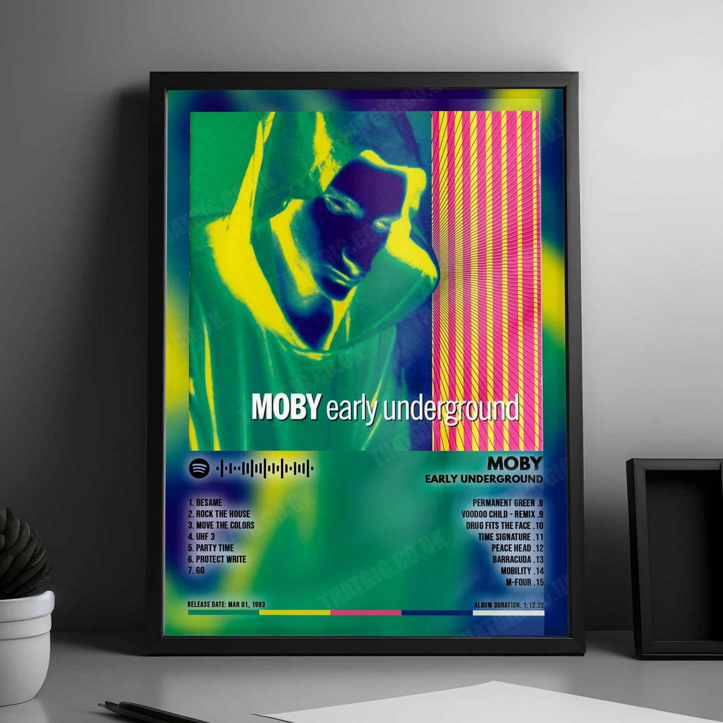Moby "Early Underground" Album Cover Poster - with Complete Tracklist