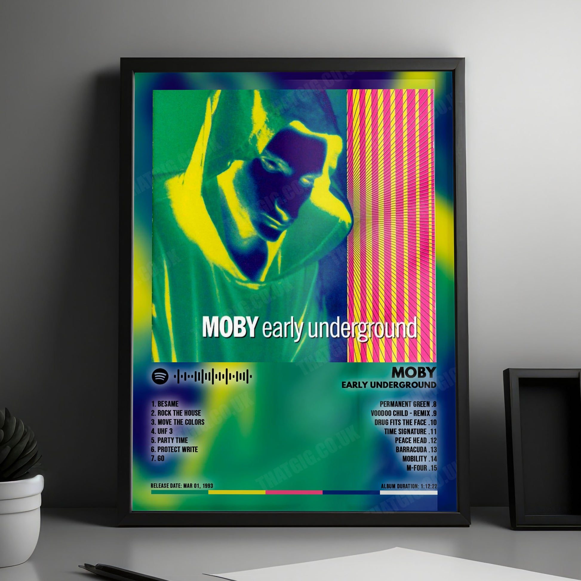 Moby "Early Underground" Album Cover Poster - with Complete Tracklist
