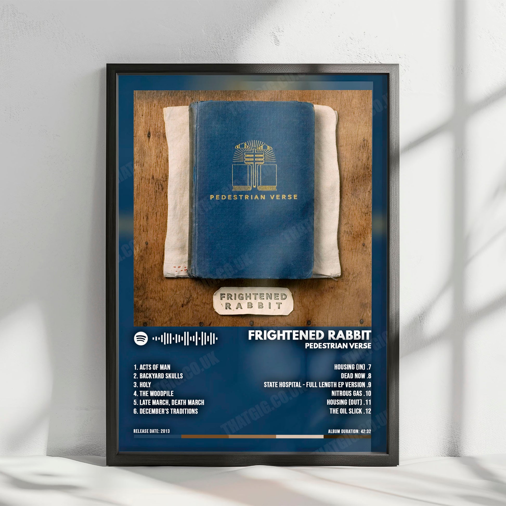 Frightened Rabbit "Pedestrian Verse" Album Cover Poster - with Complete Tracklist