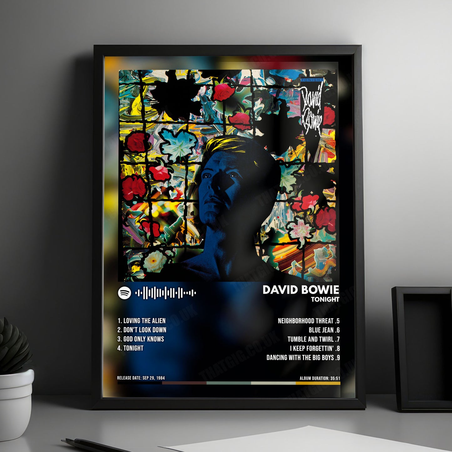David Bowie "Tonight" Album Cover Poster - with Complete Tracklist