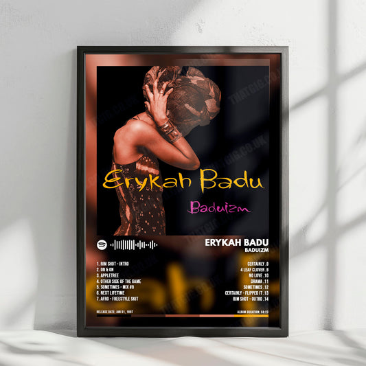 Erykah Badu "Baduizm " Album Cover Poster - with Complete Tracklist