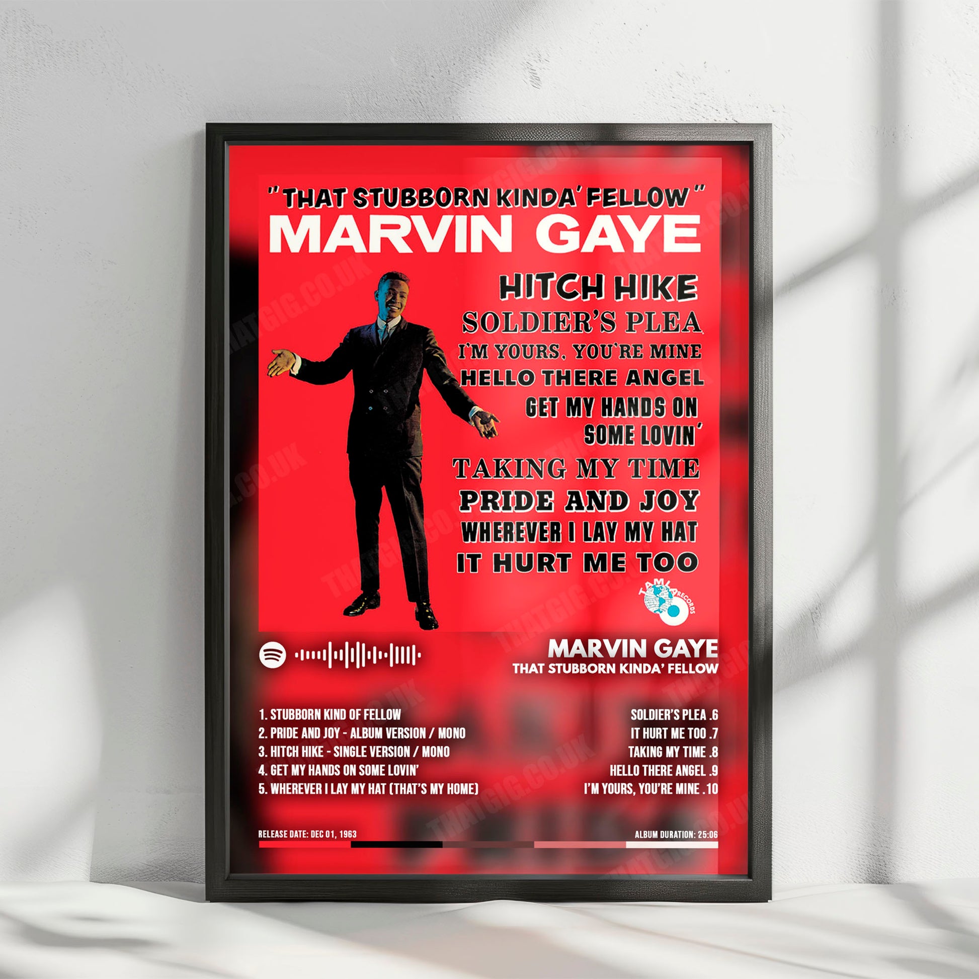 Marvin Gaye "That Stubborn Kinda' Fellow" Album Cover Poster - with Complete Tracklist