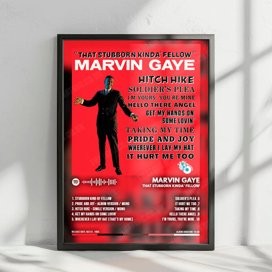 Marvin Gaye "That Stubborn Kinda' Fellow" Album Cover Poster - with Complete Tracklist