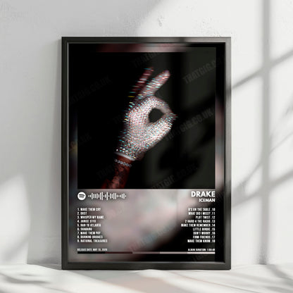 Drake "Iceman " Album Cover Poster - with Complete Tracklist