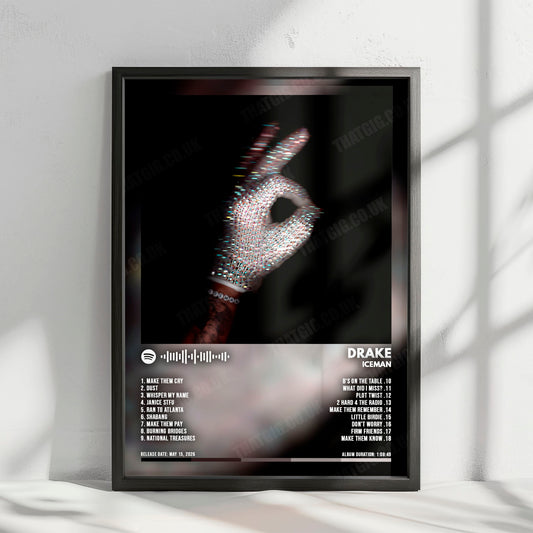 Drake "Iceman " Album Cover Poster - with Complete Tracklist