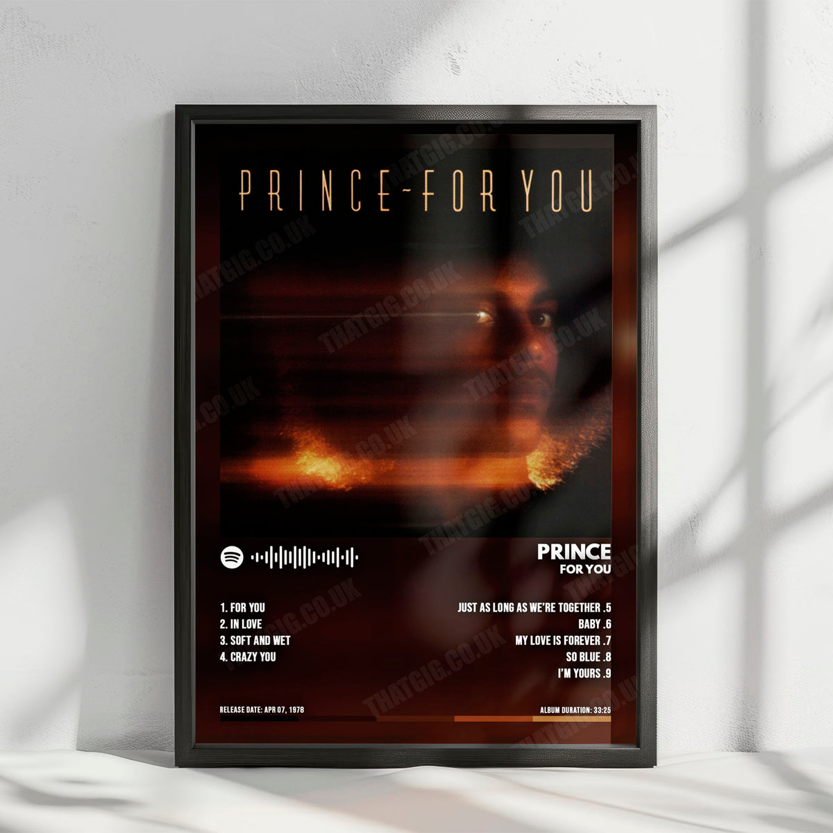 Prince "For You" Album Cover Poster - with Complete Tracklist