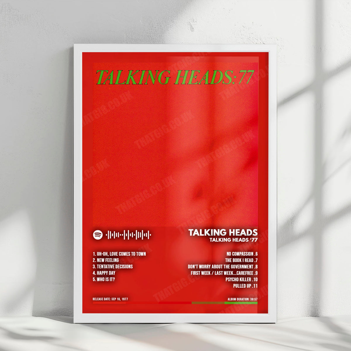 Talking Heads "Talking Heads '77" Album Cover Poster - with Complete Tracklist