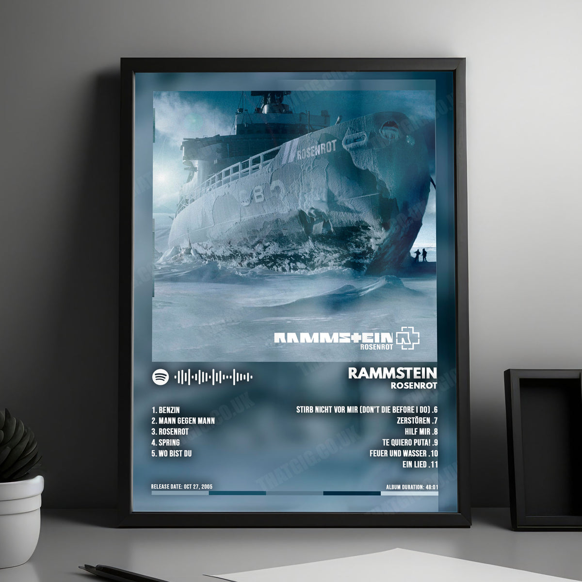 Rammstein "Rosenrot" Album Cover Poster - with Complete Tracklist