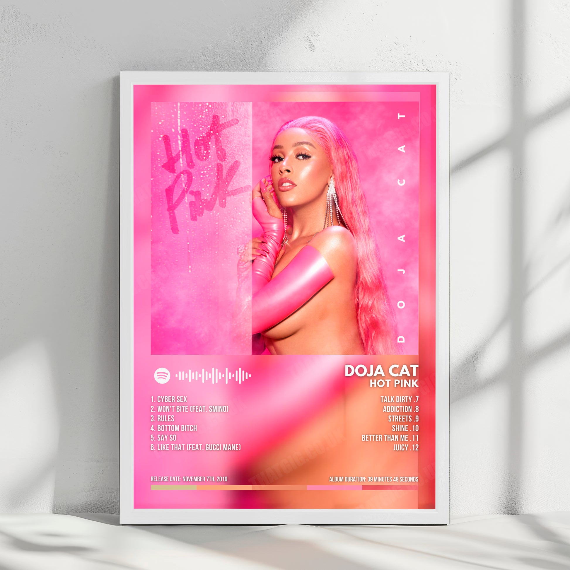 Doja Cat "Hot Pink" Album Cover Poster - with Complete Tracklist