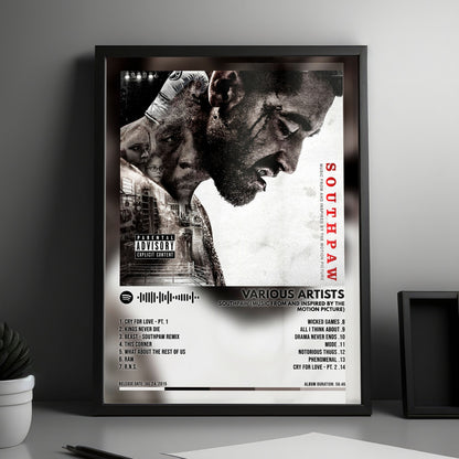 Various Artists "Southpaw: Music from and Inspired by the Motion Picture" Album Cover Poster - with Complete Tracklist