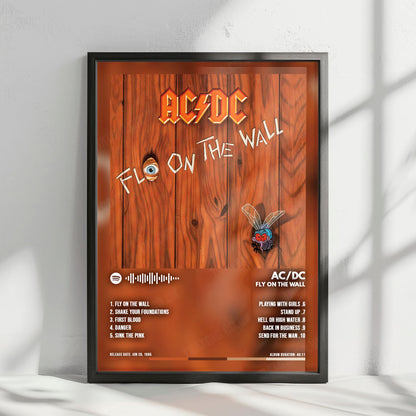 AC/DC "Fly on the Wall" Album Cover Poster - with Complete Tracklist