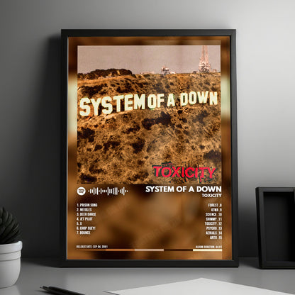 System of a Down "Toxicity" Album Cover Poster - with Complete Tracklist