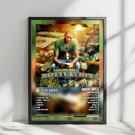 Meek Mill "Motivation" Album Cover Poster - with Complete Tracklist