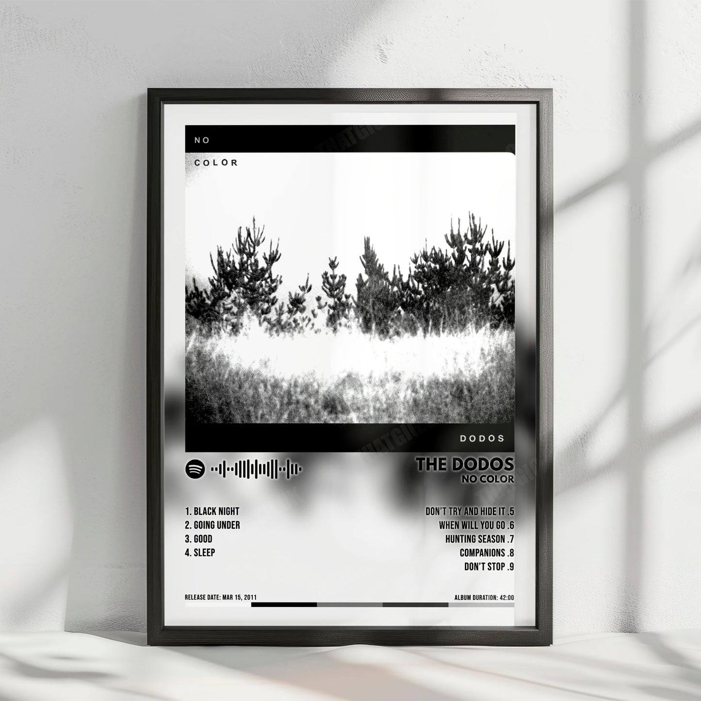 The Dodos "No Color" Album Cover Poster - with Complete Tracklist