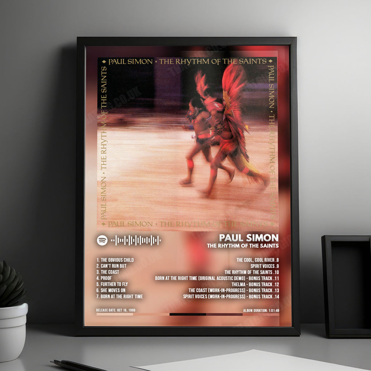 Paul Simon "The Rhythm Of The Saints" Album Cover Poster - with Complete Tracklist