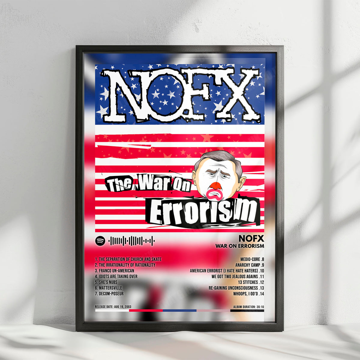 NOFX "War on Errorism" Album Cover Poster - with Complete Tracklist