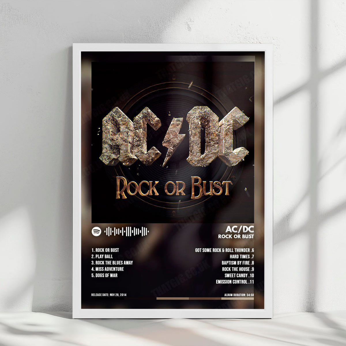 AC/DC "Rock or Bust" Album Cover Poster - with Complete Tracklist