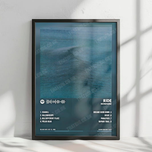 Ride "Nowhere" Album Cover Poster - with Complete Tracklist