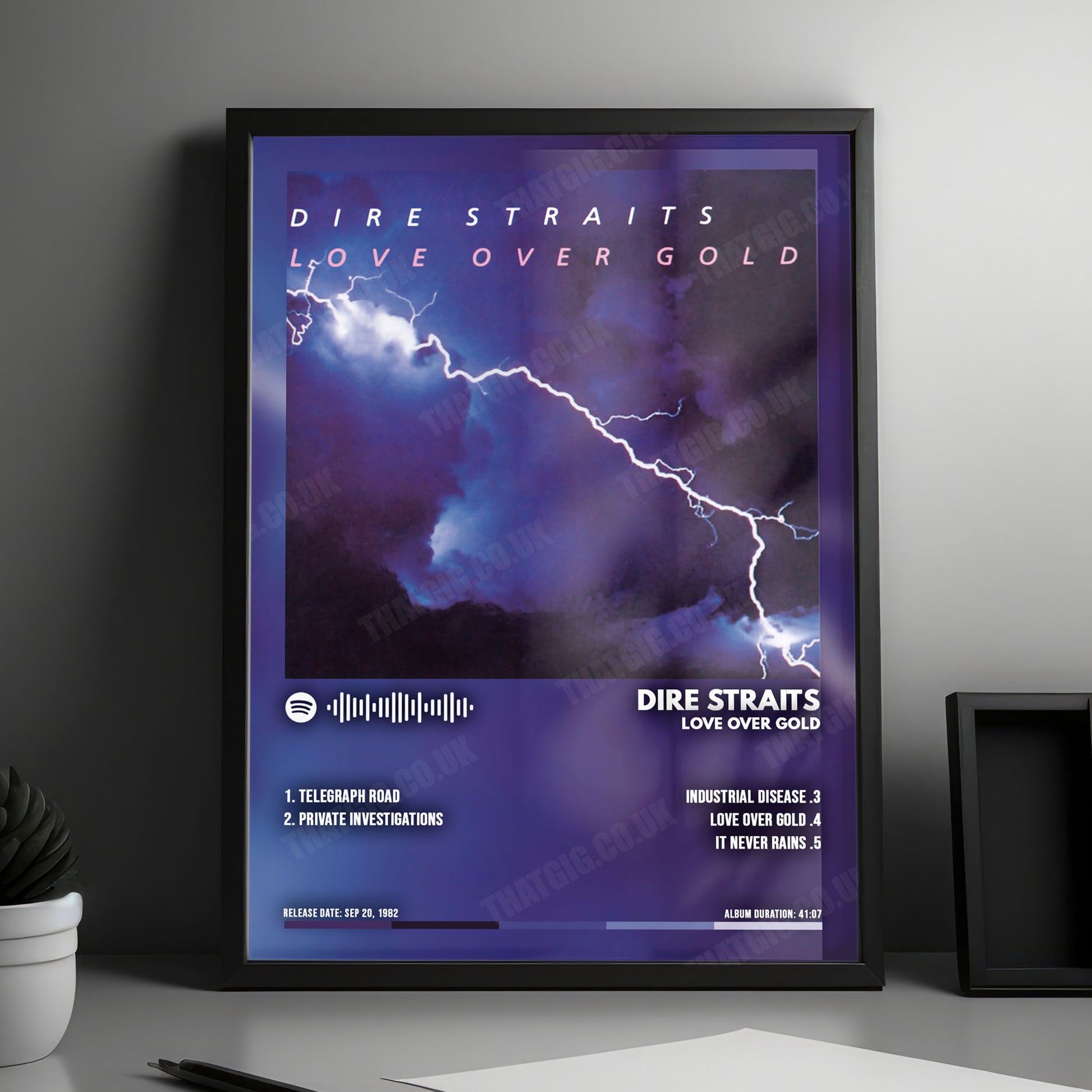 Dire Straits "Love Over Gold" Album Cover Poster - with Complete Tracklist