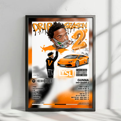Gunna "Drip Season 2" Album Cover Poster - with Complete Tracklist