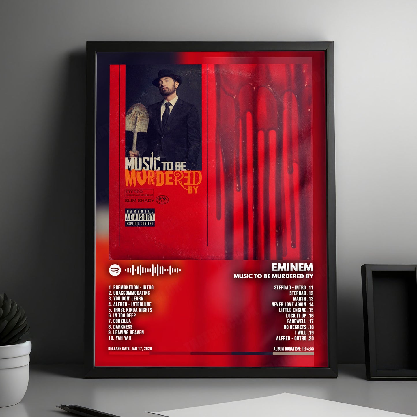 Eminem "Music to Be Murdered By" Album Cover Poster - with Complete Tracklist
