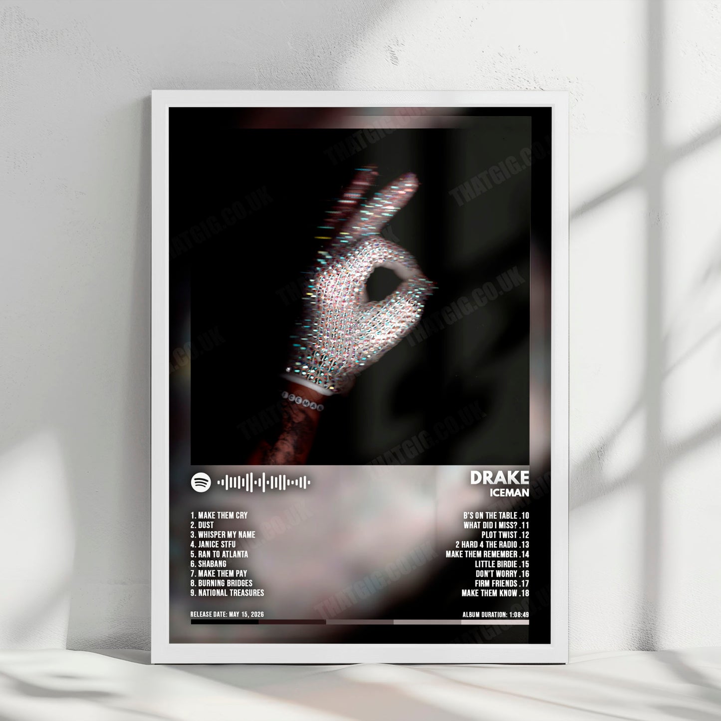 Drake "Iceman " Album Cover Poster - with Complete Tracklist