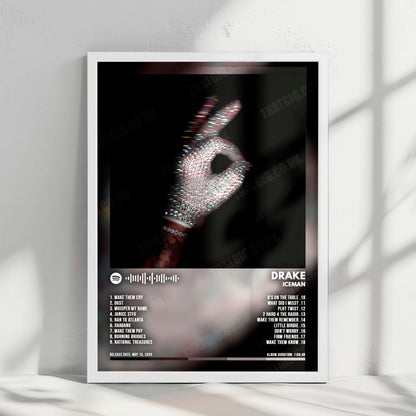 Drake "Iceman " Album Cover Poster - with Complete Tracklist