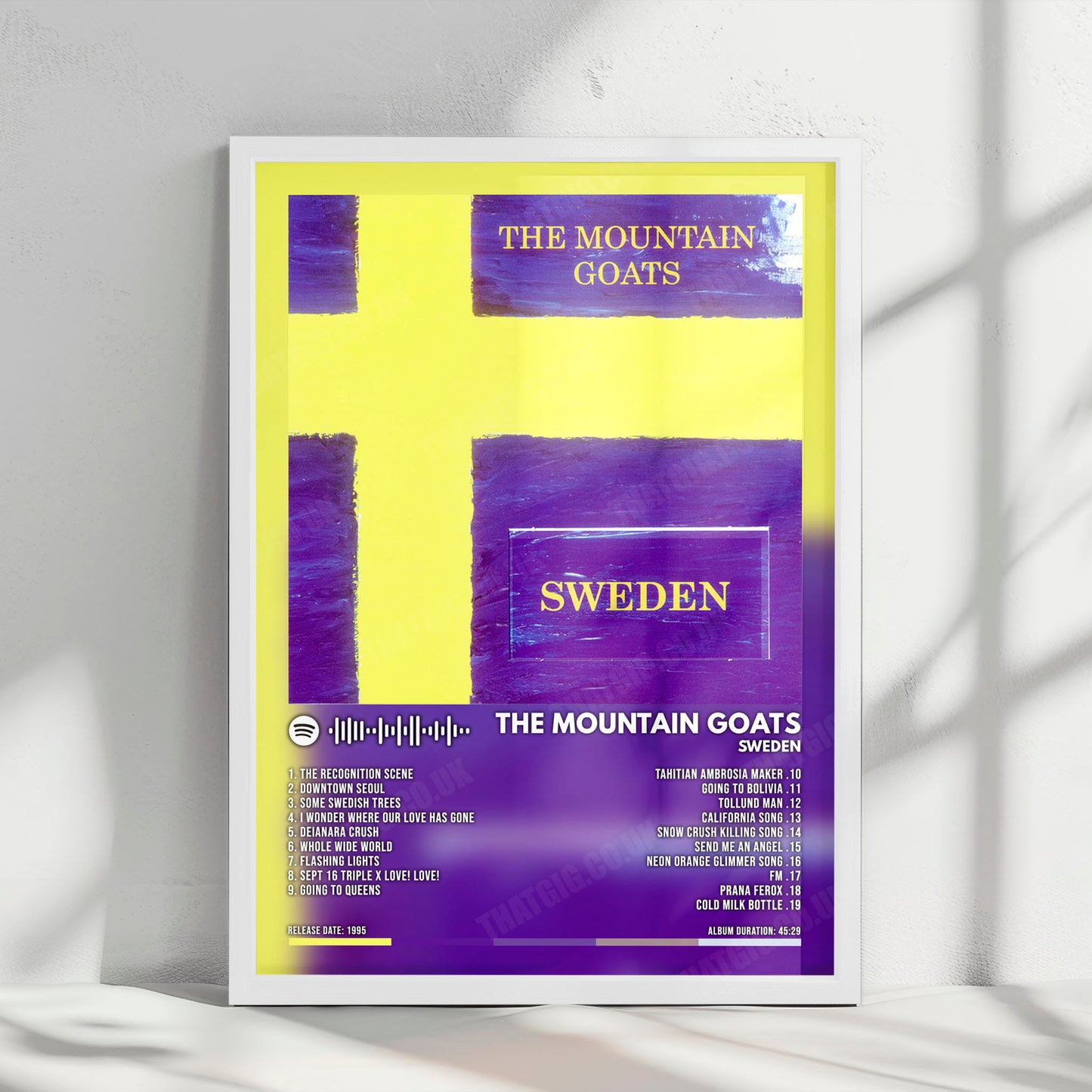 Mountain Goats "Sweden" Album Cover Poster - with Complete Tracklist