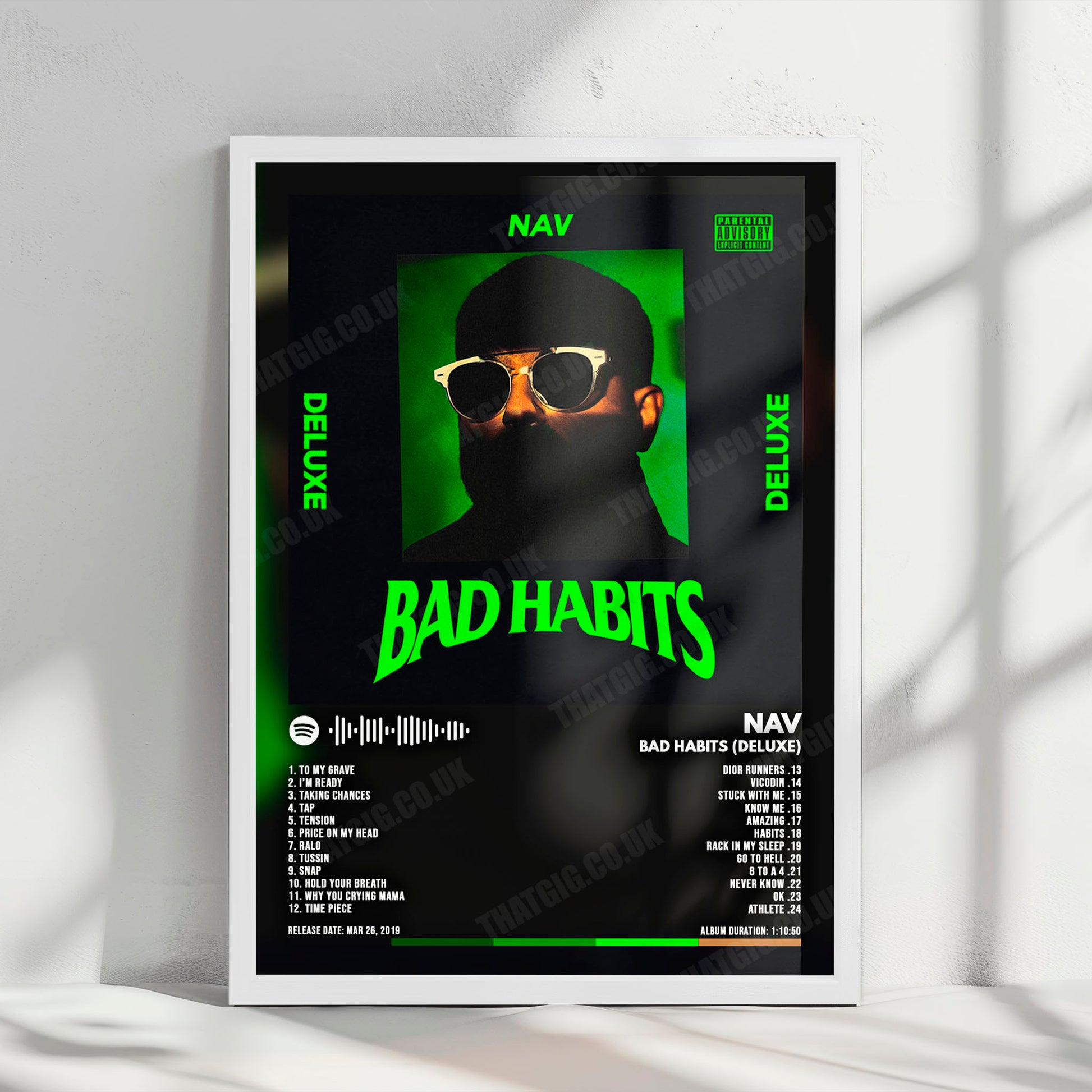 NAV "Bad Habits (Deluxe)" Album Cover Poster - with Complete Tracklist