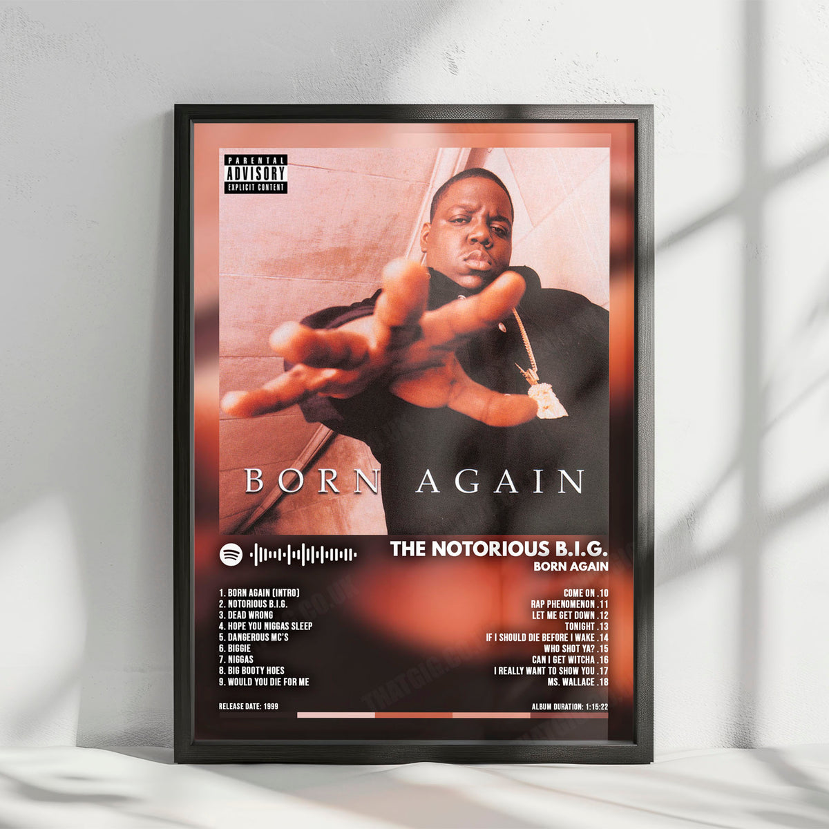 The Notorious B.I.G. "Born Again" Album Cover Poster - with Complete Tracklist