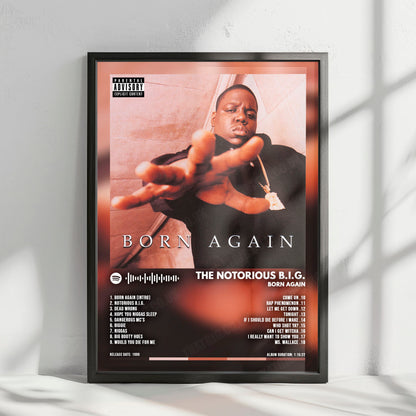The Notorious B.I.G. "Born Again" Album Cover Poster - with Complete Tracklist