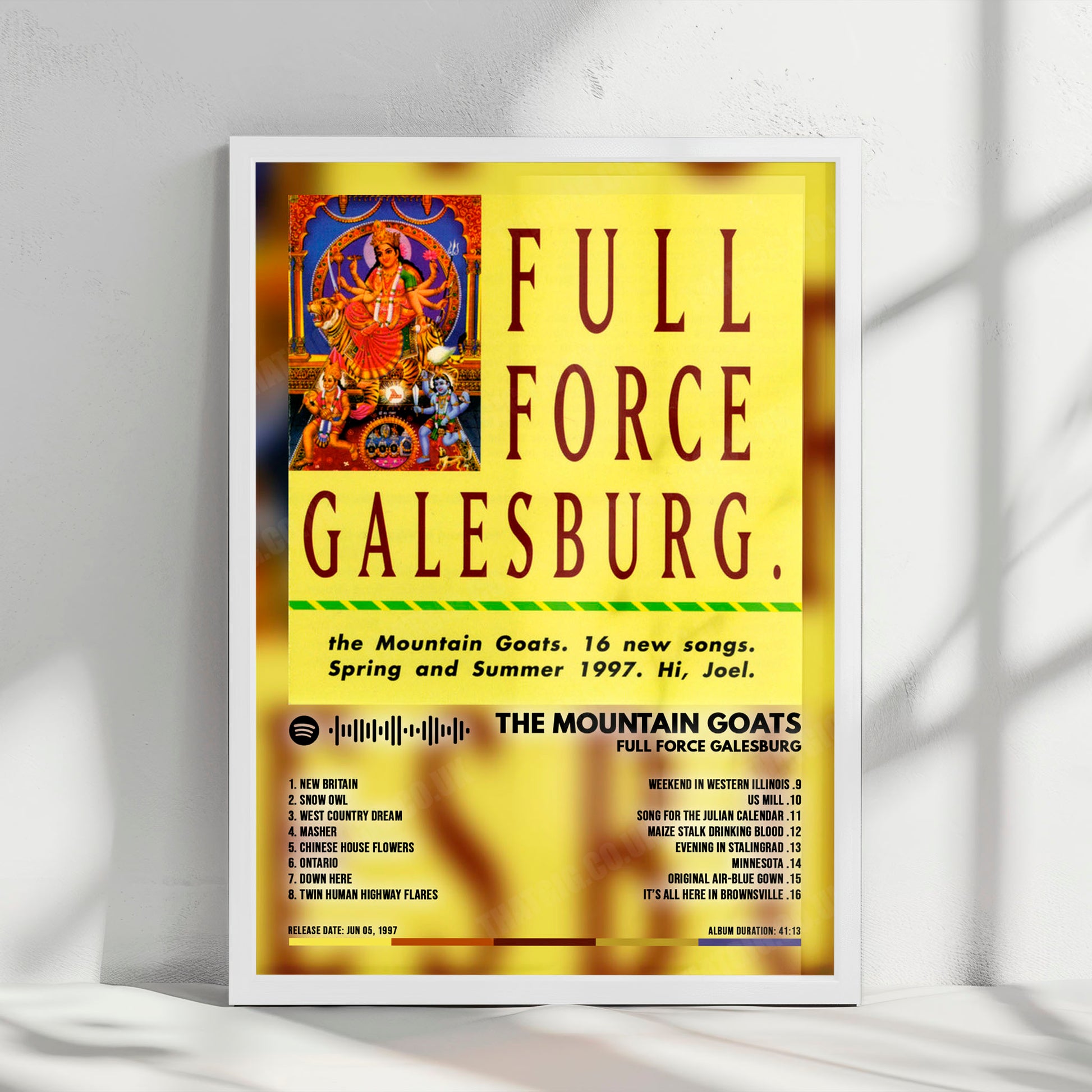 Mountain Goats "Full Force Galesburg" Album Cover Poster - with Complete Tracklist