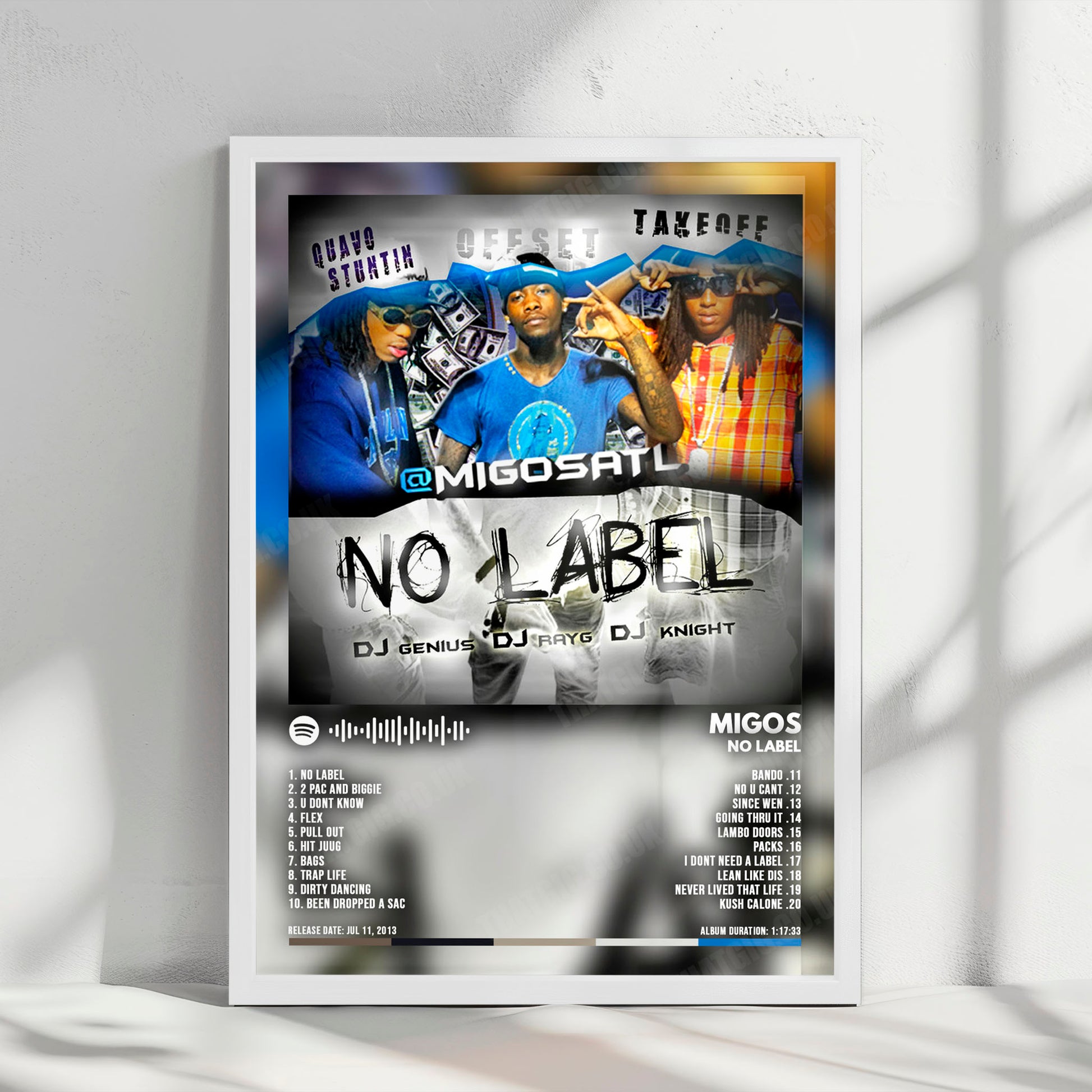 Migos "No Label" Album Cover Poster - with Complete Tracklist