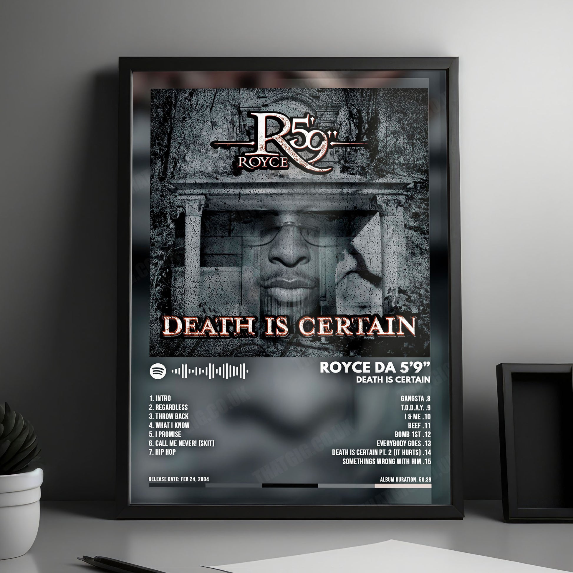 Royce da 5'9" "Death Is Certain" Album Cover Poster - with Complete Tracklist