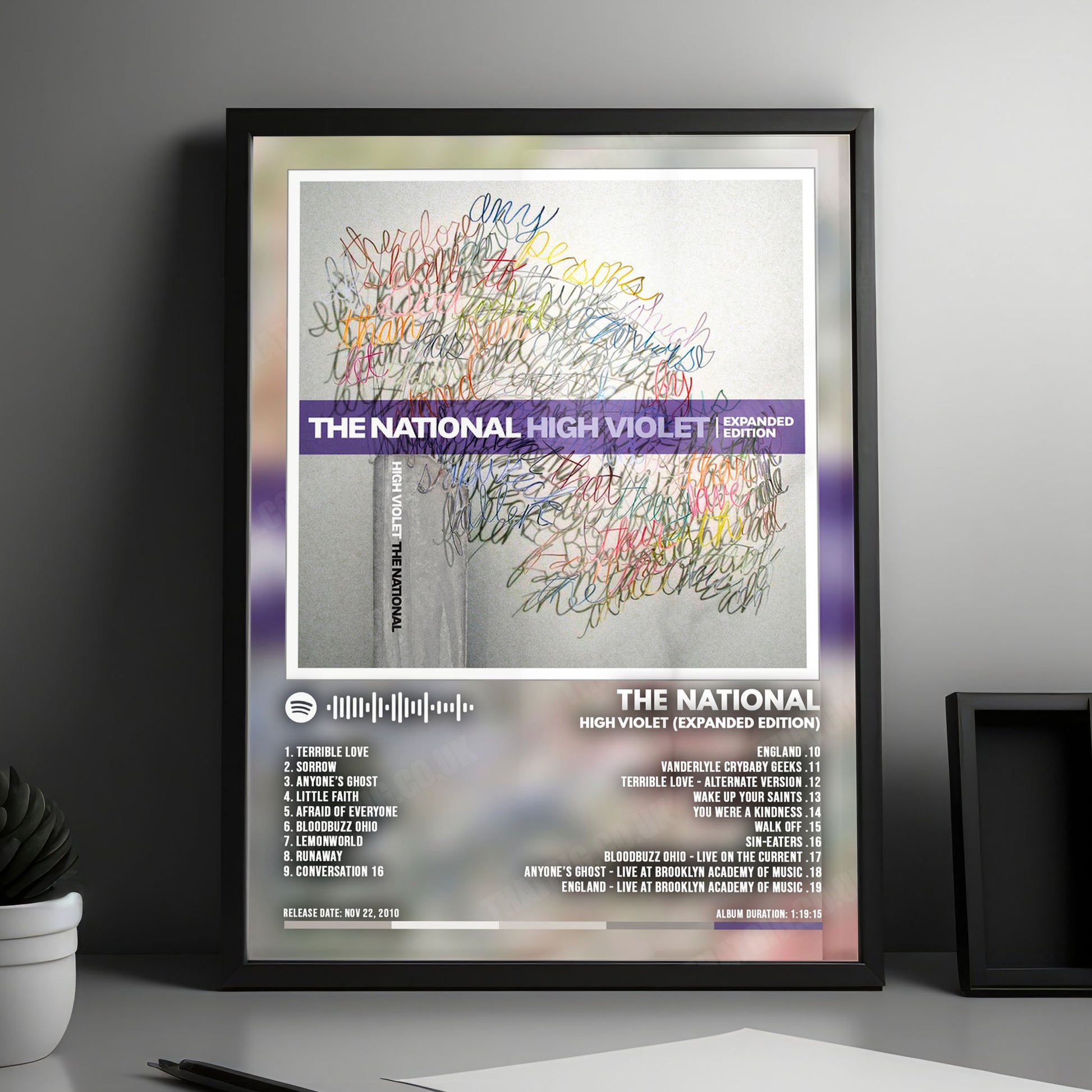 The National "High Violet (Expanded Edition)" Album Cover Poster - with Complete Tracklist