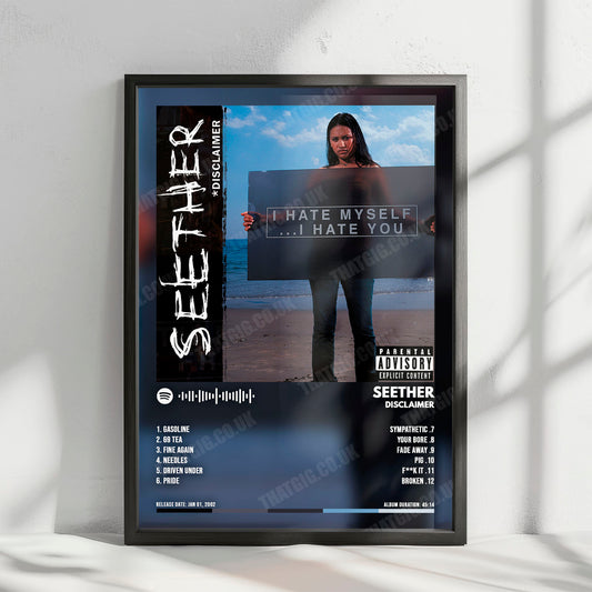 Seether "Disclaimer" Album Cover Poster - with Complete Tracklist