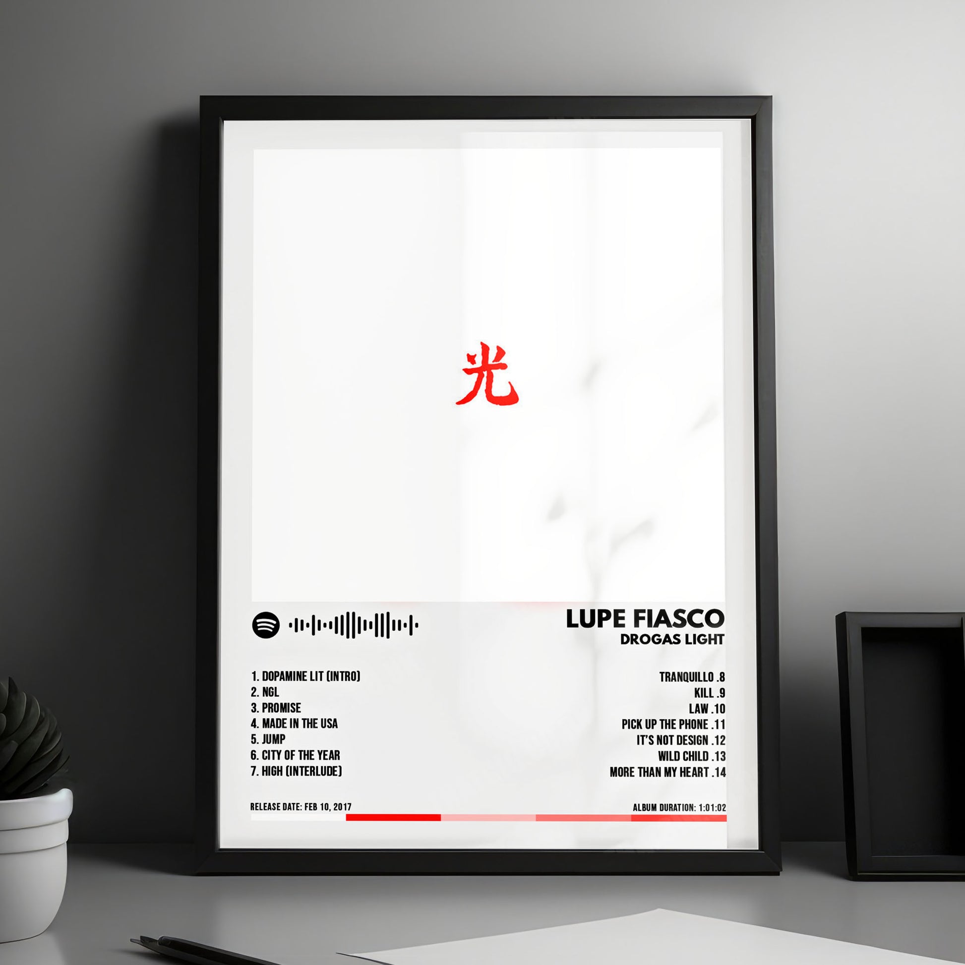Lupe Fiasco "DROGAS Light" Album Cover Poster - with Complete Tracklist