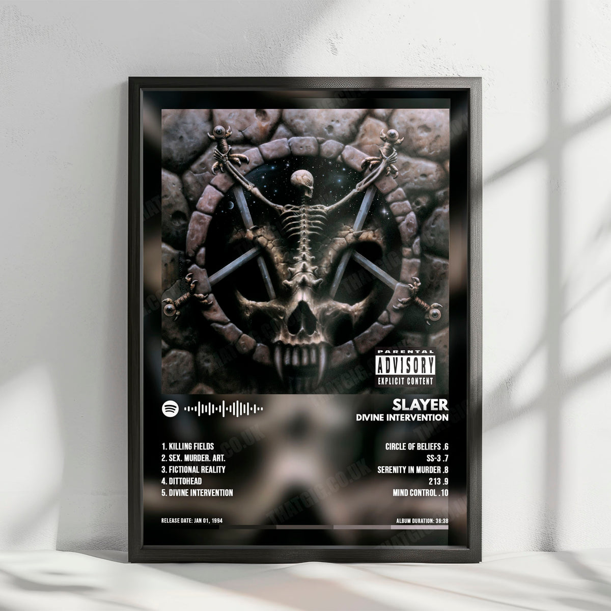 Slayer "Divine Intervention" Album Cover Poster - with Complete Tracklist