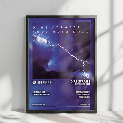 Dire Straits "Love Over Gold" Album Cover Poster - with Complete Tracklist