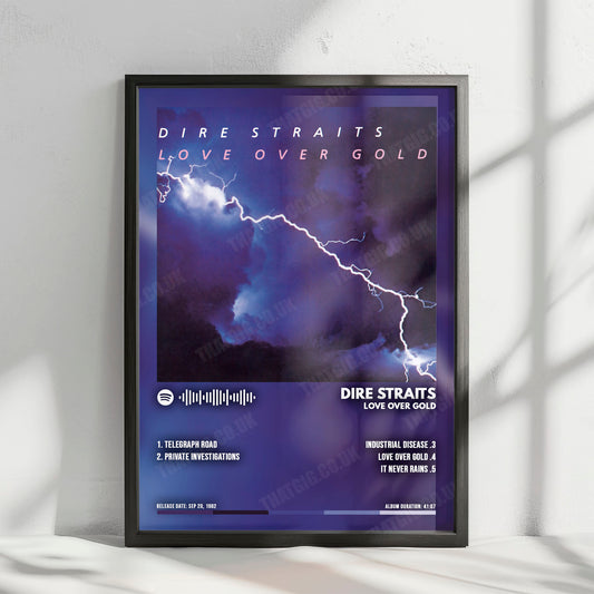 Dire Straits "Love Over Gold" Album Cover Poster - with Complete Tracklist