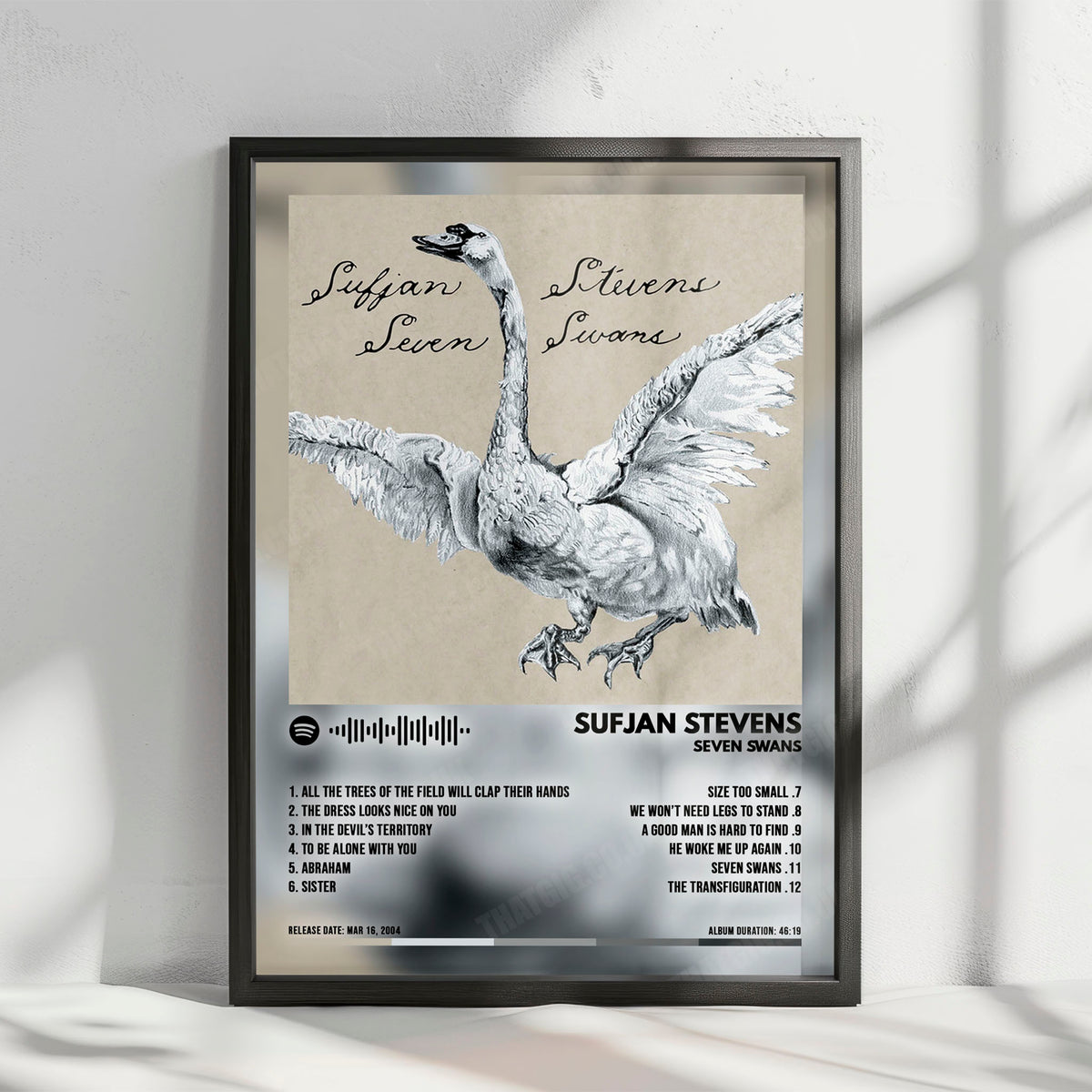 Sufjan Stevens "Seven Swans" Album Cover Poster - with Complete Tracklist